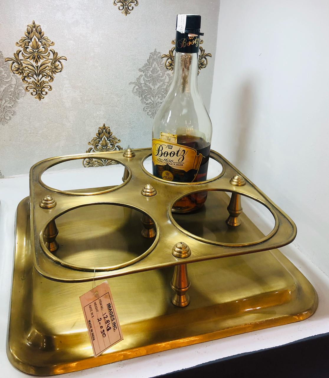Wine Bottle and Glass Tray